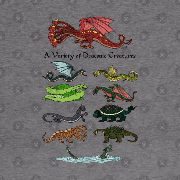 A Variety of Draconic Creatures by AzureLionProductions